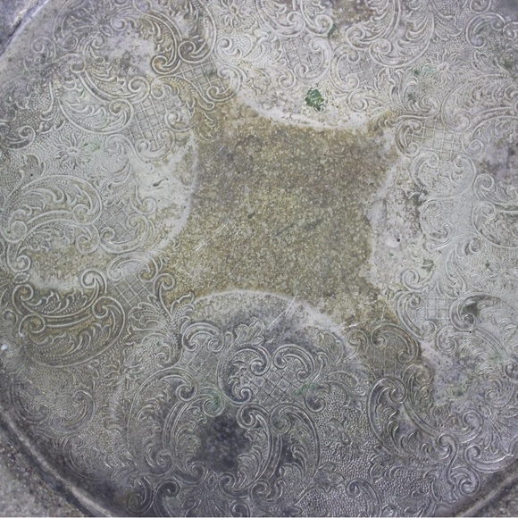 Small 10” Vintage Silver Tray with Grape Detail - Picture 4 of 7